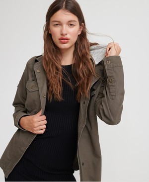 Superdry Raven Military Ing Női Kabát Sötét Khaki | DHYSB7694